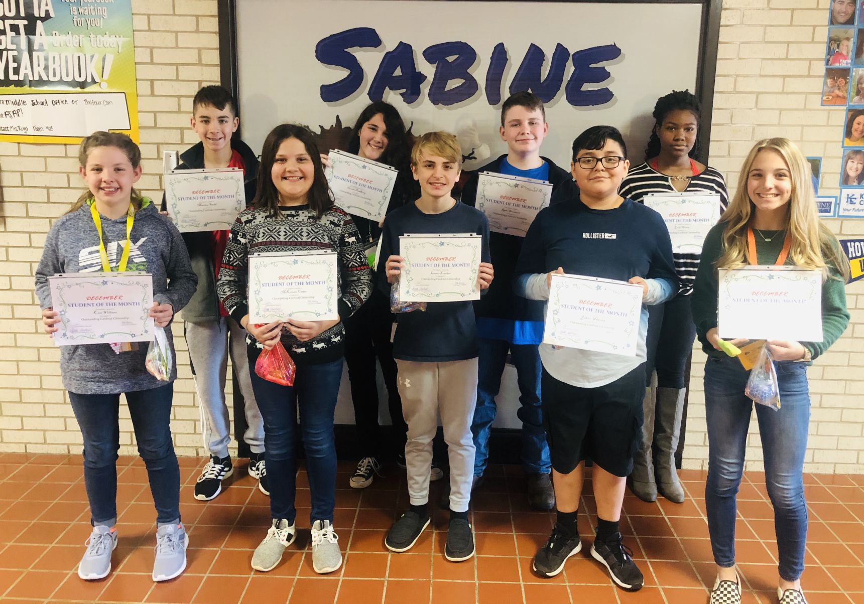 Sabine Middle School Students of the Month